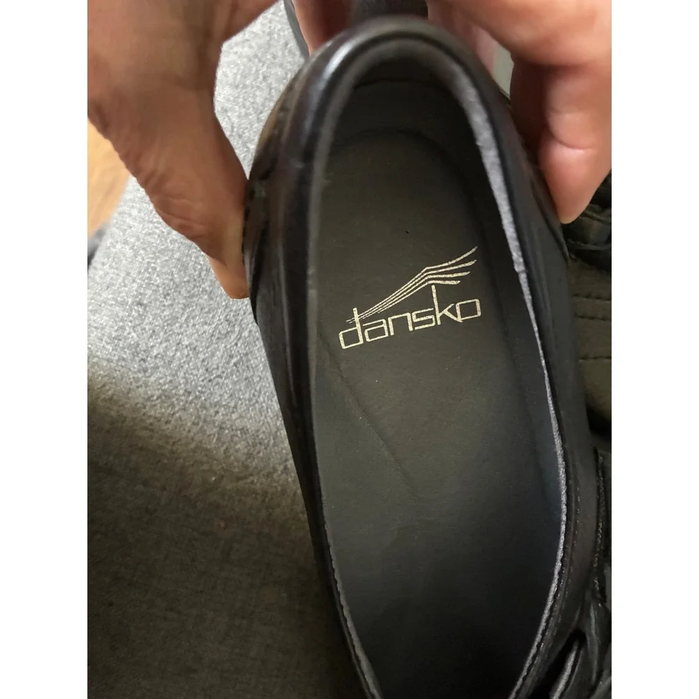 Dansko Black Leather Slip On Pleated Comfort Loafers 5500020200 Size 37